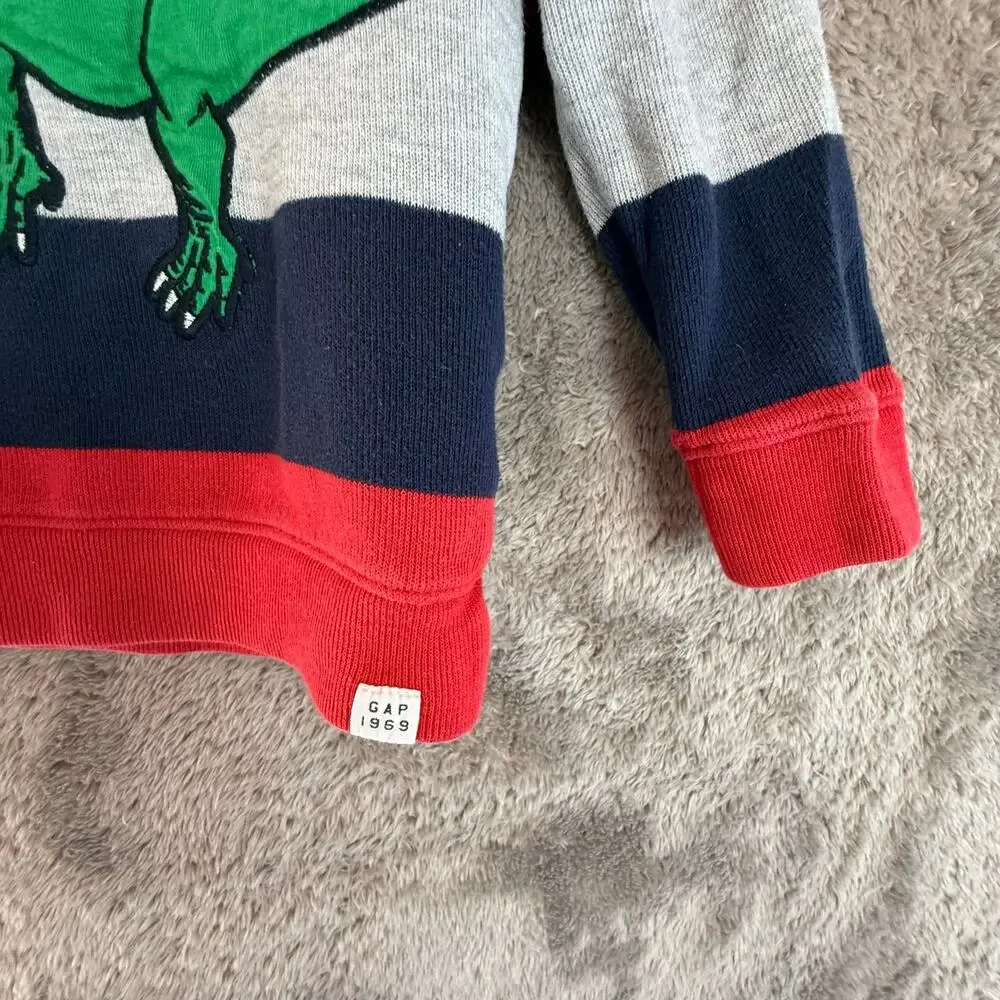 Baby Gap Dinosaur Applique Happy Stripe Cotton Sweater Boys 4T 4 years